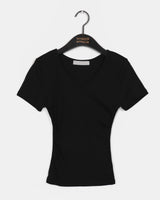 モンブ サイドシャーリング Vネック ショートスリーブTシャツ