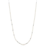 [Aespa Ningning Worn] Natural Freshwater Pearl Cubic Zirconia Basel Set Slider 925 Silver +Rhodium plating Necklace N058-06H