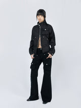 Curved Cargo Flare Pants (Black)