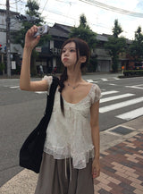 ロティ ナイロン ピンタック バンディング ワイド パンツ