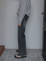 +5cm Grayish Blue Stone Bootcut Denim Pants (236)