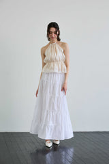 PEARL HALTERNECK TOP / IVORY