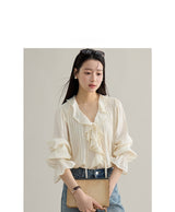 French Ruffle Cuff Romantic Blouse