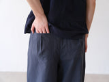 Shirring Cotton Pants (Navy)