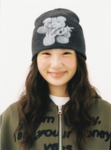 Teddy Symbol Beanie - Charcoal