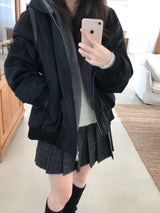Suede fur hooded jumper (2 colors)