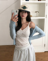 Bubble Lace Shirred Sleeveless