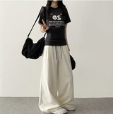 Lenny waist banding color nylon rust lock wide pants