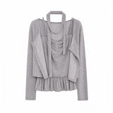 Nemi Halter Frill Cardigan Set