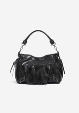 Pink Studded Biker Shoulder Bag with Multiple Pockets