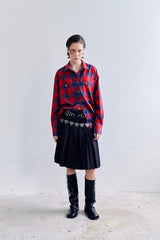 SILVER BUTTON CHECKED  SHIRT IN RED