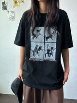 Juju Four Section Black White Oversized T-Shirt 4color