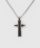 NN-101 Black Line Cross Necklace