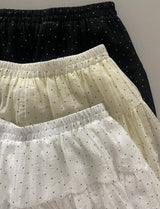 Finpe Polka Dot Elastic Waist Frill Hem Midi Skirt (3 Colors)