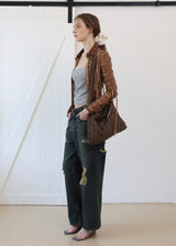 Lace Flower Shoulder&Cross Bag_Brown