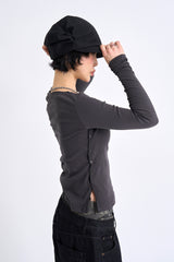 Side button slit long sleeve