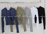 フード斜めスナップボタンラップTシャツ
