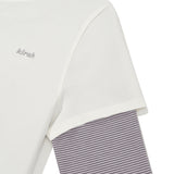 ストライプレイヤードTシャツ2パック [WHITE]