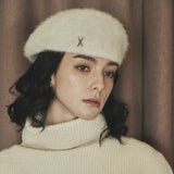 VA Stud Angora Hunting Cap / Ivory
