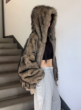 [Unisex] ファー2ウェイフードジップアップ(4color)
