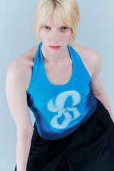 Halter printing top_ocean blue