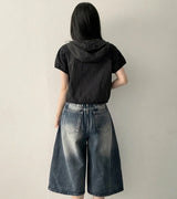 Kneb   Washing denim Bermuda shorts [Basic & Long]