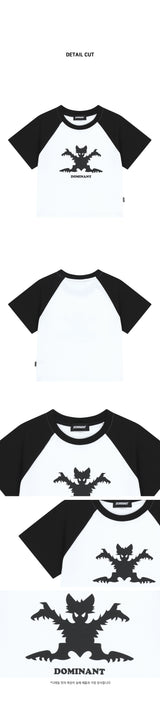 Bat Raglan Crop T-Shirt_White