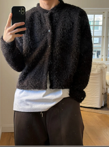 [Unisex] Hairy crop round knit cardigan(3color)