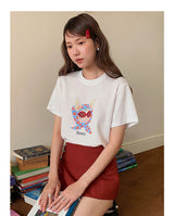 ビーズグラスグラフィッククルーネックTシャツ