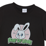 25SSナインティーズレトロバニーウーマンショートスリーブTシャツ ブラック