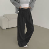 BASIC / woolen pintuck winter wide slacks pants