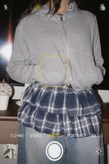 checkered layered frill wrap skirt