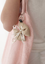 Floral Satin Jacquard Ribbon Keyring_Beige