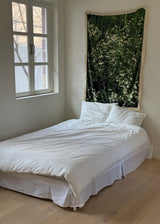 green bloom tassel blanket