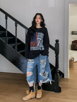 フレームヴィンテージプリントロングスリーブTシャツ
