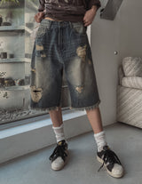 Heart Destroyed Bermuda Pants