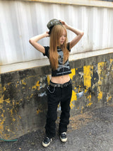 キーバーブラックジップパンツ