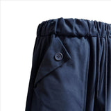 (2color) Check Button Roll-Up Wide Pants