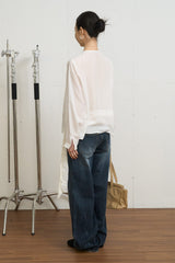 Frill V-neck Blouse (Ivory)
