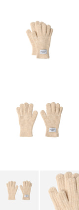 24FW BASIC LOGO LABEL POINT KNIT GLOVES BEIGE