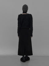 Tet suede slit long skirt
