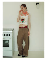 UnsocialNight2025 Autumn New Products Copper Hot Diamond Machete Casual Elastic Waist Mopping Trousers Women