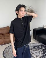 Med Low Cut Half Zip-Up Short Sleeve T-shirt