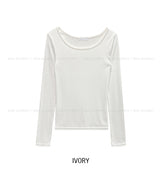 [U-BASIC]オビベーシックスリムUネック長袖Tシャツ