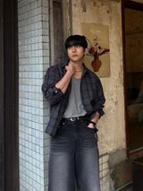 Enter checkered cropped shirt