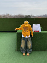 West Vintage Balloon Denim Pants (Yellow Blue)
