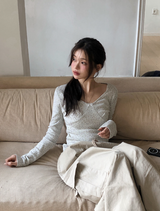 フラワーリボンコットン100アイレットTシャツ(3color)