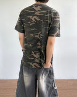 Camouflage Henley Neck Short Sleeved T-shirt