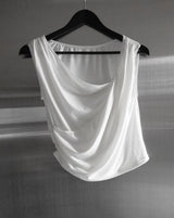 Ripple Drape One-Shoulder Off-Sleeveless