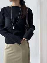 Raond Belt H-line Cut-out Long Skirt